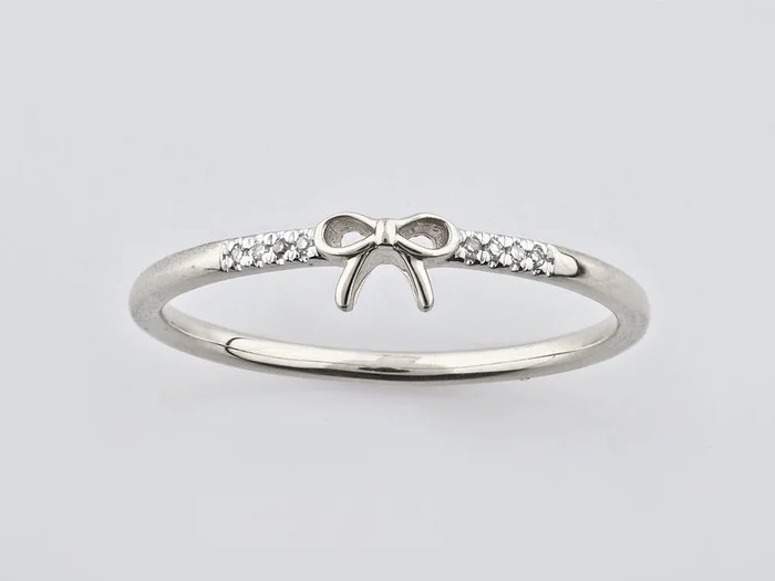 Ring - 14 kt. White gold - 0.02ct. tw. Diamond (Natural)