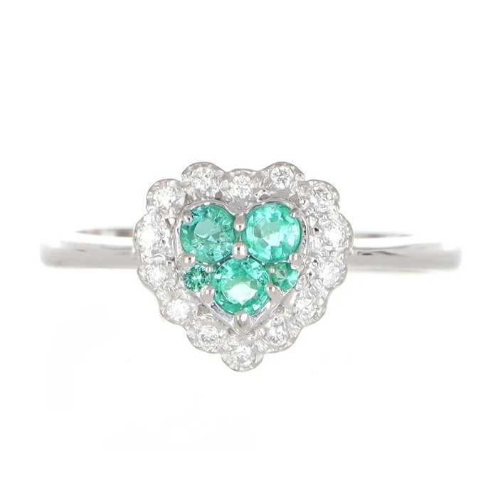 Ring - 18 kt. White gold Emerald - Diamond