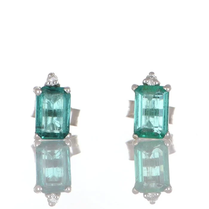 Earrings - 18 kt. White gold Emerald - Diamond