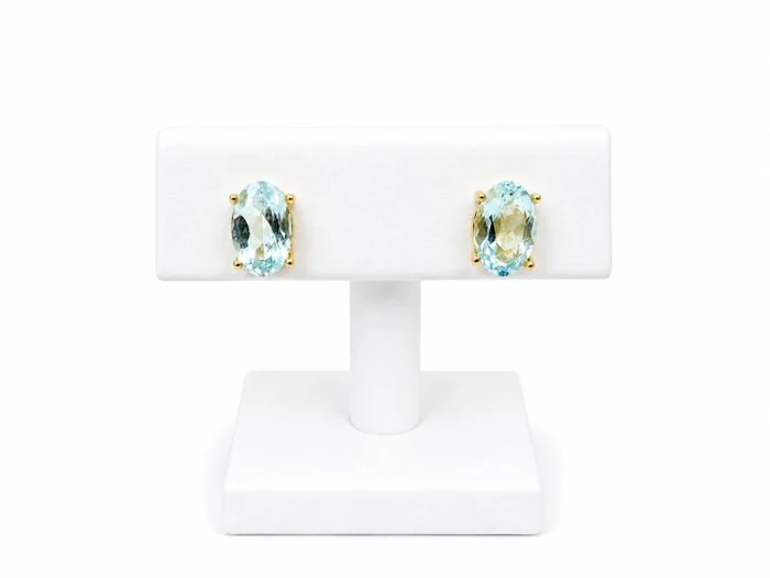 Earrings - 18 kt. Yellow gold - 1.55ct. tw. Aquamarine - Made in Italy