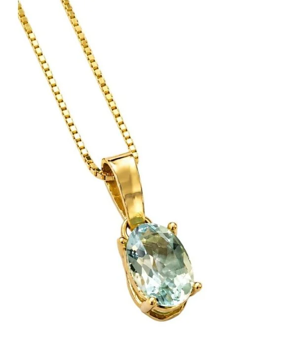 Necklace with pendant - 18 kt. White gold - 0.68ct. tw. Topaz - Diamond - Made in Italy