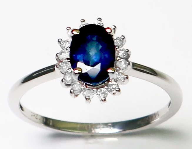 Ring - 14 kt. White gold Sapphire - Diamond