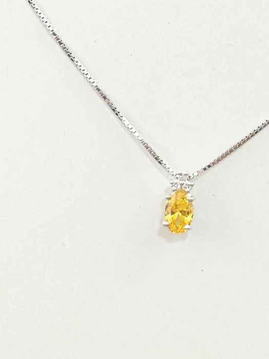 Necklace - 18 kt. White gold Citrine - Diamond