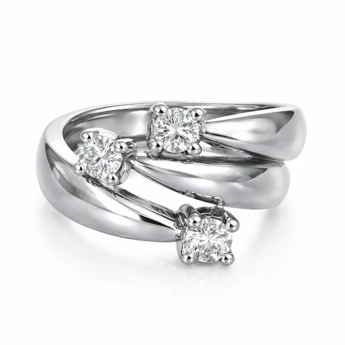 Ring - 18 kt. White gold - 0.36ct. tw. Diamond (Natural) - Made in Italy - Handmade