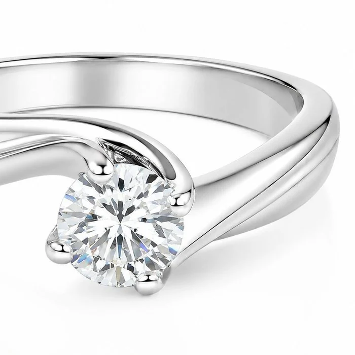 Ring - 18 kt. White gold - 0.70ct. tw. Diamond (Natural) - Made in Italy - Handmade