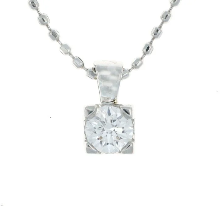 Necklace with pendant - 18 kt. White gold - 0.15ct. tw. Diamond (Natural)