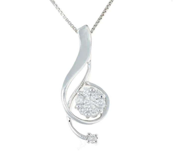 Necklace with pendant - 18 kt. White gold - 0.20ct. tw. Diamond (Natural)