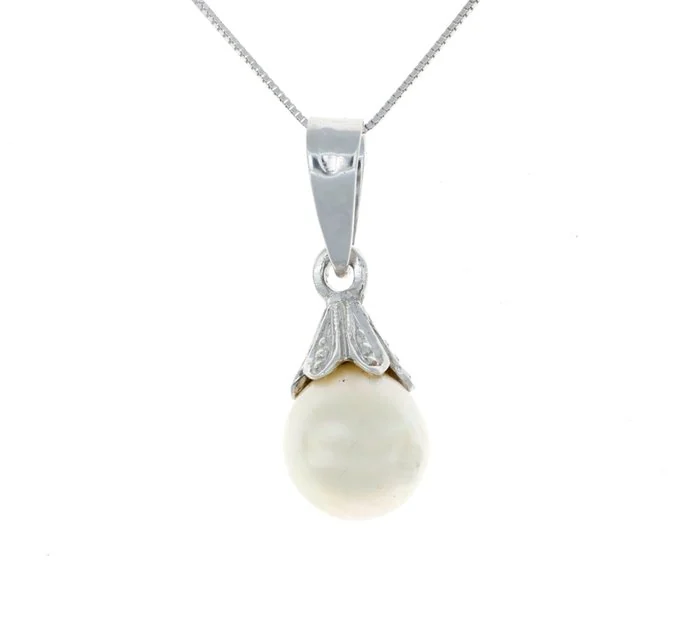 Necklace - 18 kt. White gold Pearl