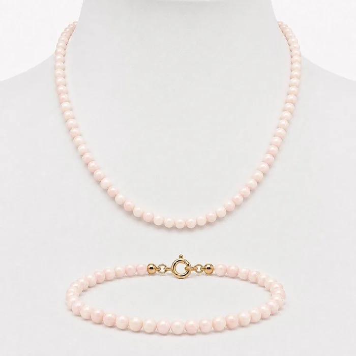 2 piece jewellery set - 18 kt. Yellow gold Coral