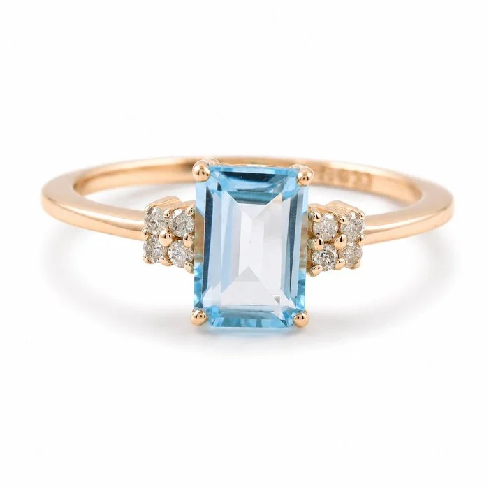 Ring - 14 kt. Yellow gold - 1.47ct. tw. Topaz - Diamond