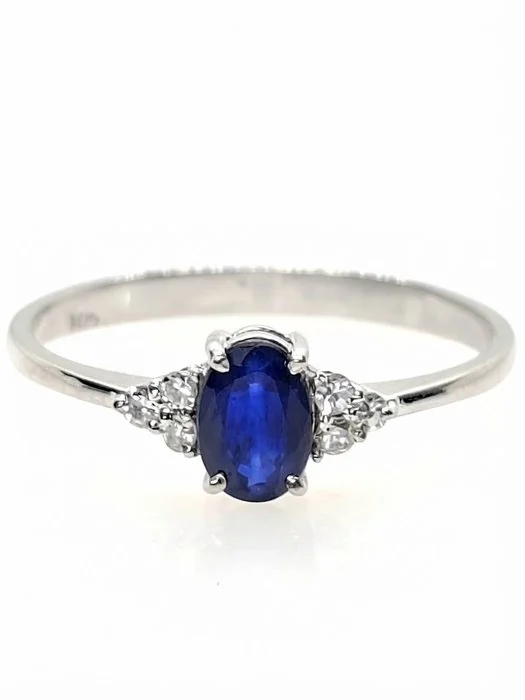 Ring - 14 kt. White gold Sapphire - Diamond