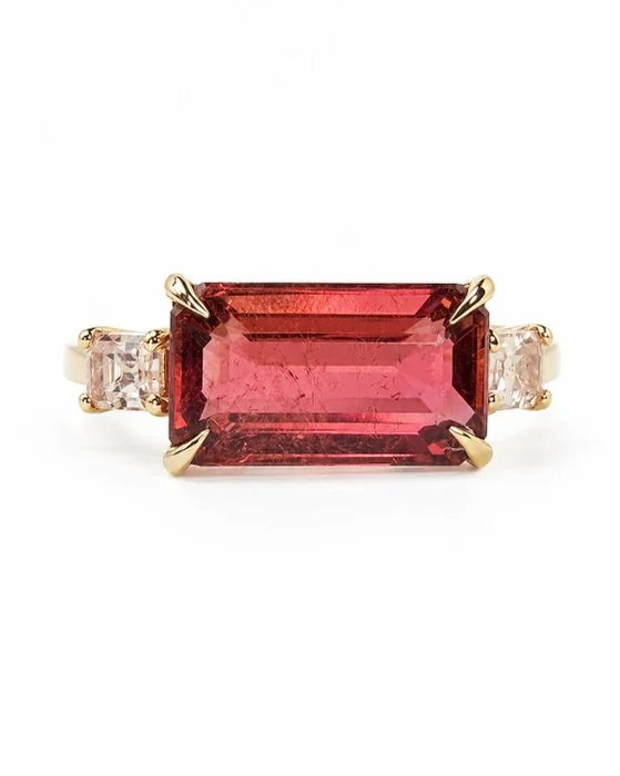 Ring - 14 kt. Yellow gold - 5.35ct. tw. Tourmaline - Sapphire