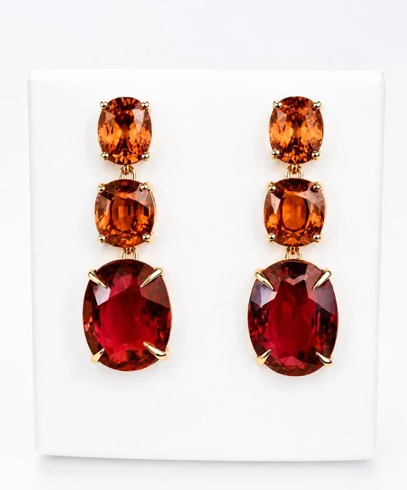 Earrings - 14 kt. Yellow gold - 18.65ct. tw. Tourmaline - Zircon - MADE IN ITALY