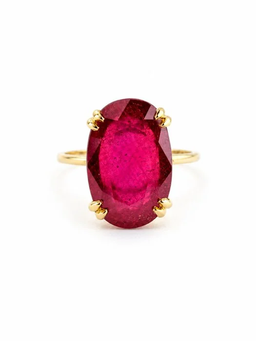 Cocktail ring - 14 kt. Yellow gold - 9.00ct. tw. Ruby