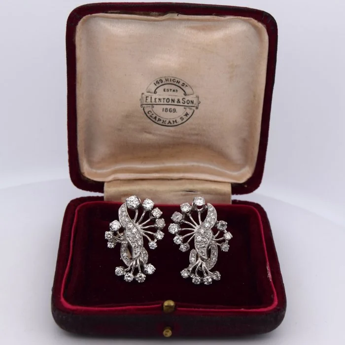 Earrings - 18 kt. Platinum, White gold - 4.00ct. tw. Diamond (Natural)