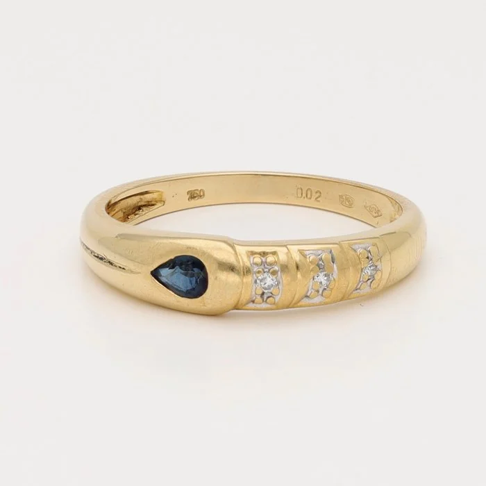 Ring - 18 kt. Yellow gold Sapphire - Diamond