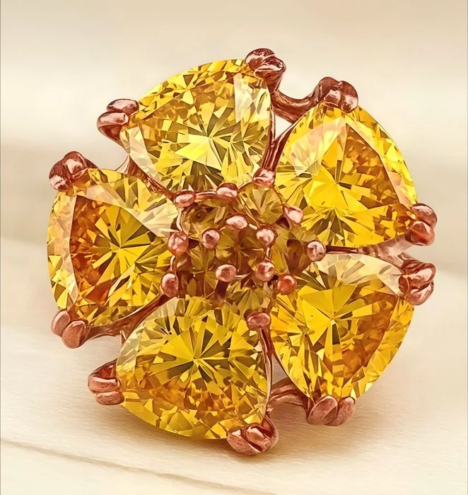 Ring - 9 kt. Rose gold, Silver Topaz