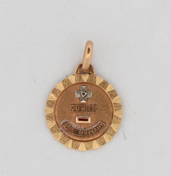 A. Augis - Pendant - 18 kt. Yellow gold Diamond (Natural) - Ruby
