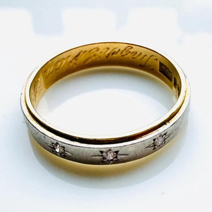 Ring - 18 kt. Yellow gold, White gold - 0.03ct. tw. Diamond (Natural)