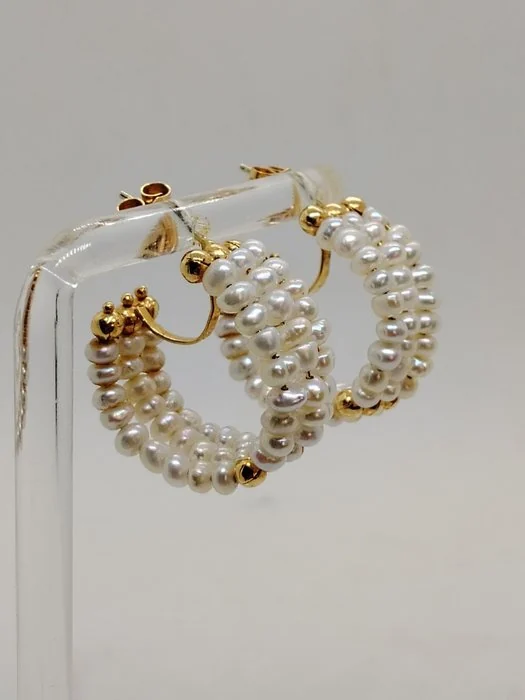 Earrings - 18 kt. Yellow gold Pearl