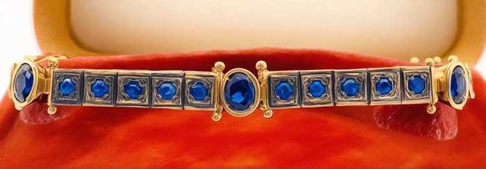 Bracelet - 9 kt. Silver, Yellow gold Sapphire