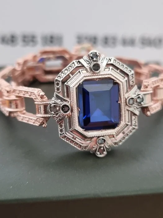 Bracelet - 9 kt. Silver, Rose gold Sapphire - Diamond