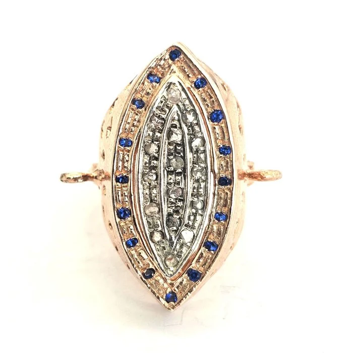 Ring - 9 kt. Rose gold, Silver - 0.50ct. tw. Diamond (Natural) - Spinel