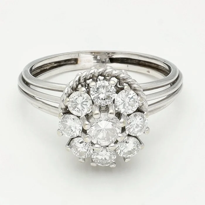 Ring - 18 kt. White gold - 0.99ct. tw. Diamond (Natural)