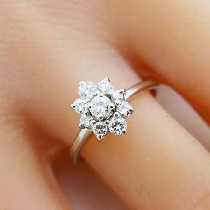 Ring - 18 kt. White gold - 0.42ct. tw. Diamond (Natural)