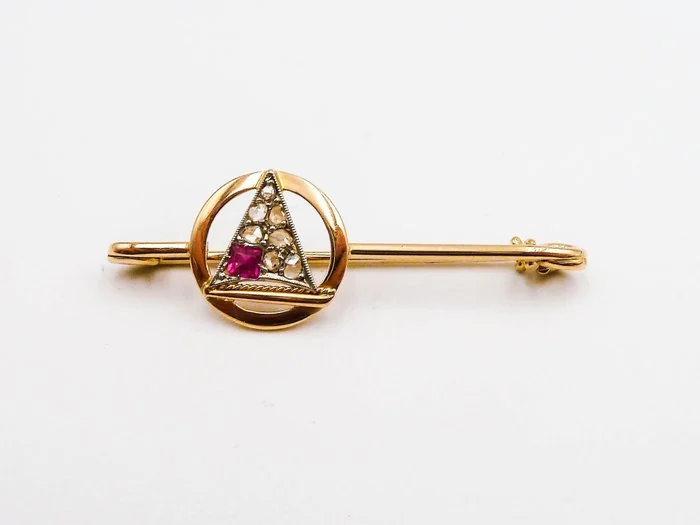 Brooch - 18 kt. Yellow gold, White gold - Diamond