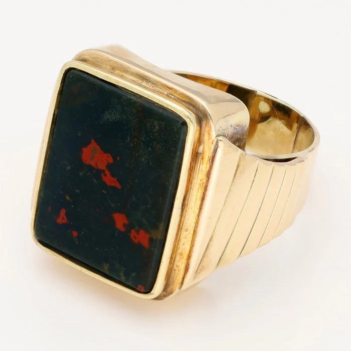 Signet ring - 14 kt. Yellow gold - Heliotroop