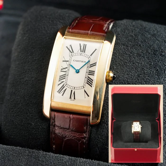 Cartier - Tank Américaine Mechanique Gold - Roman Numerals - 1735 - Men - 2000 - 2010