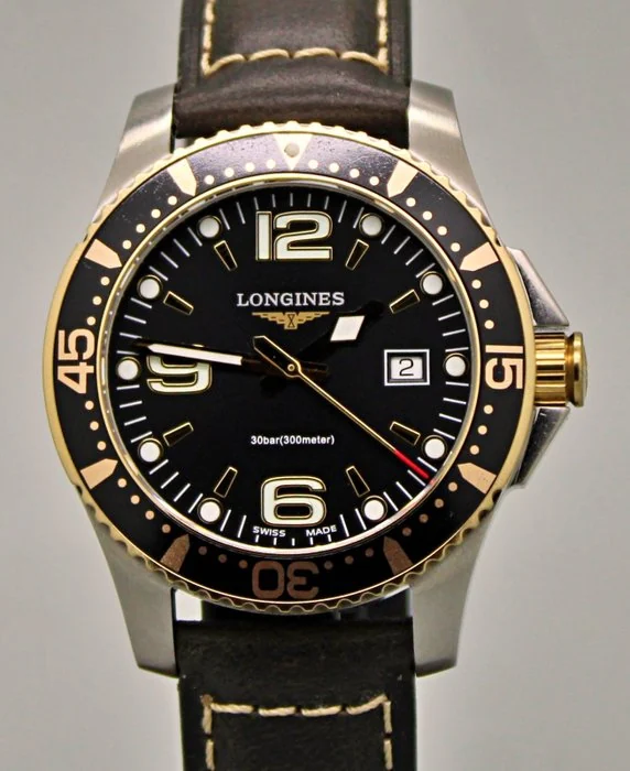 Longines - Hydroconquest - Ref. L3.640.3, 300m Rotating Bezel Black Dial Swiss Watch - Men - 2015