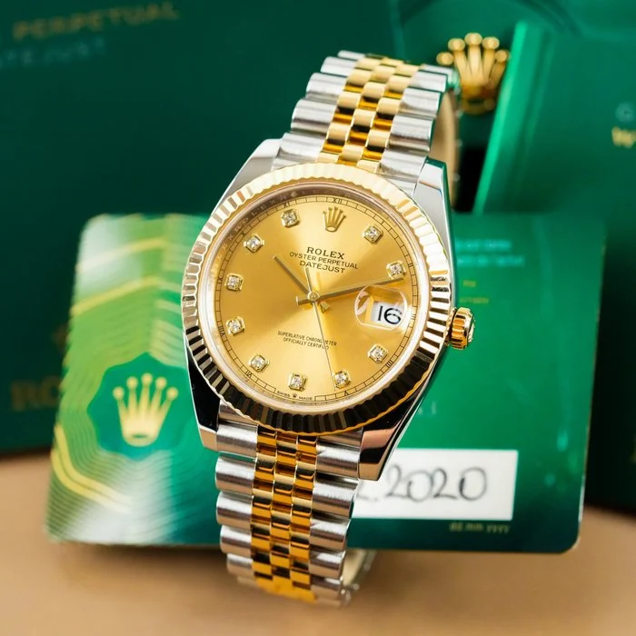 Rolex - Datejust 41 Jubilee 18k Gold Fluted Bezel Diamond Index Gold Dial Full Set - 126333 - Men - 2020