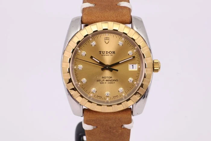 Tudor - Classic Date Automatic - 21013 | Gold Dial w/ Diamonds - Men - 2012