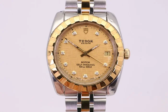 Tudor - Classic Date Automatic - 21013 | Gold Linen Dial w/ Diamonds - Men - 2010 - 2020