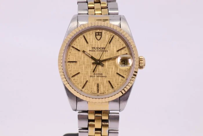 Tudor - Prince Oysterdate - 72033 | Rolex Crown & Caseback | Champagne Linen Dial - Men - 1995