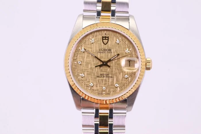 Tudor - Prince Date - 74033 | Champagne Linen Dial w/ Diamonds - Men - 2000 - 2010