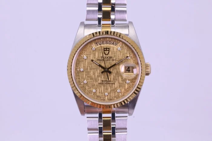 Tudor - Prince Date+Day - 76213 | Champagne Linen Dial w/ Diamonds - Men - 2000 - 2010
