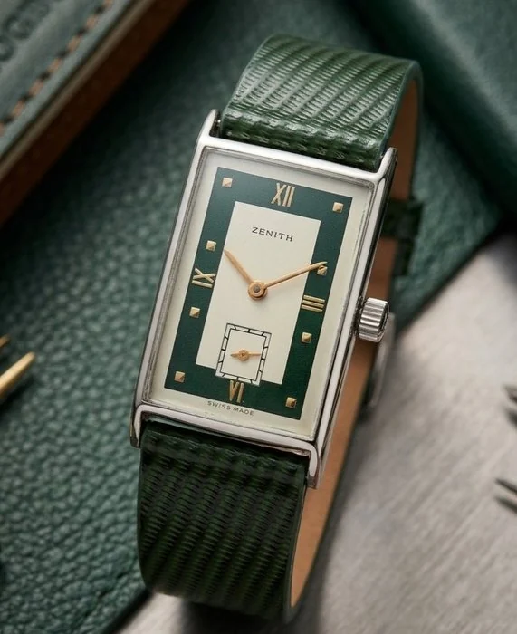 Zenith - Tank" Art Deco – Cal. 8 3/4 F – Two - Tone Green Redial - Men - 1940